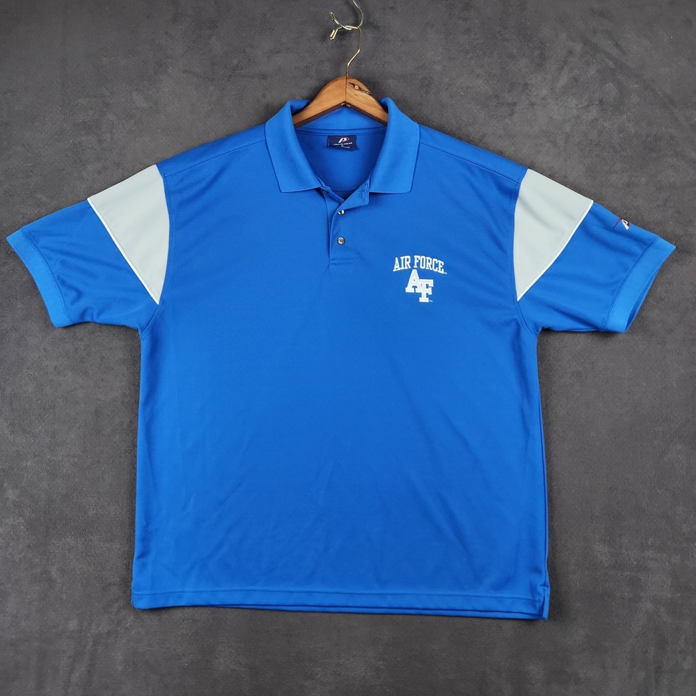 Air Force‎ Falcons Polo Shirt Mens XL Blue Colorblock Short Sleeve Pro Player